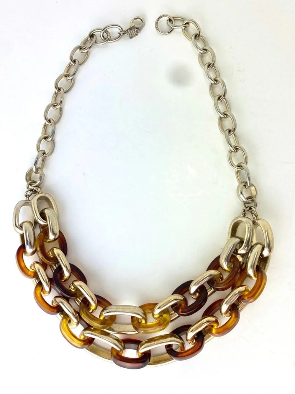 Banana Republic Chunky Silver-Tone and Tortoiseshell Link Statement Necklace